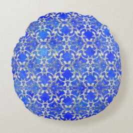 Almofada Redonda Padrões de rolagem azul de Cinza prateada