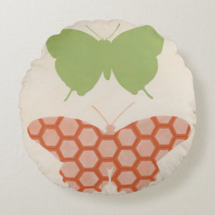 Almofada Redonda Padrões Decorativos de Borboleta em Fundo de Crea