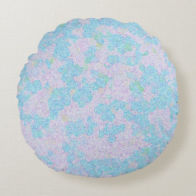 Almofada Redonda padrões elegantes azuis-claros (Frente)