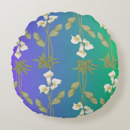 Almofada Redonda Padrões florais de flor branca