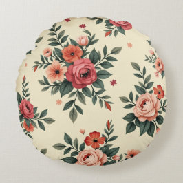 Almofada Redonda Padrões florais vítreos com elegância clássica