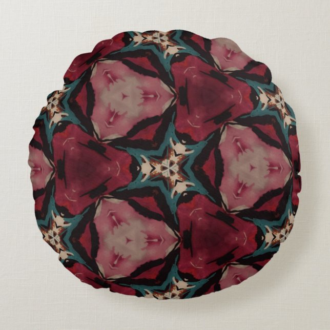 Almofada Redonda Padrões Geométricos Clássicos de Marrocos (Frente)