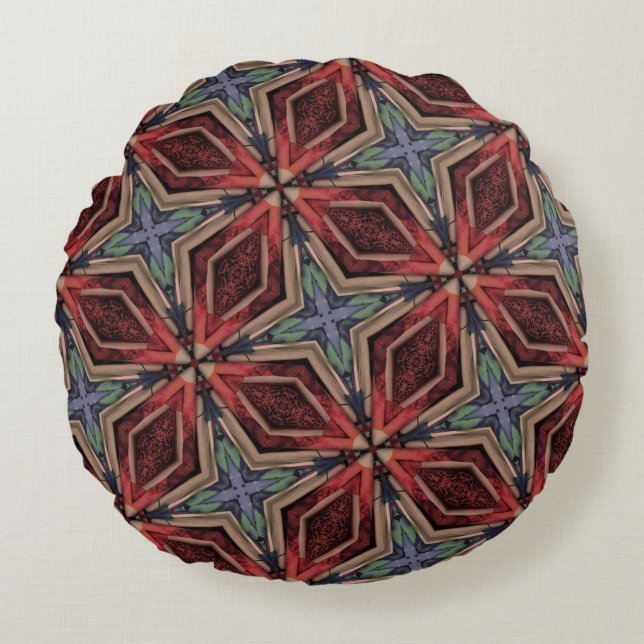 Almofada Redonda Padrões Geométricos Clássicos de Marrocos (Frente)