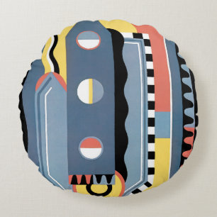 Almofada Redonda Padrões Geométricos Jazz Art Déco Pochoir Vintage