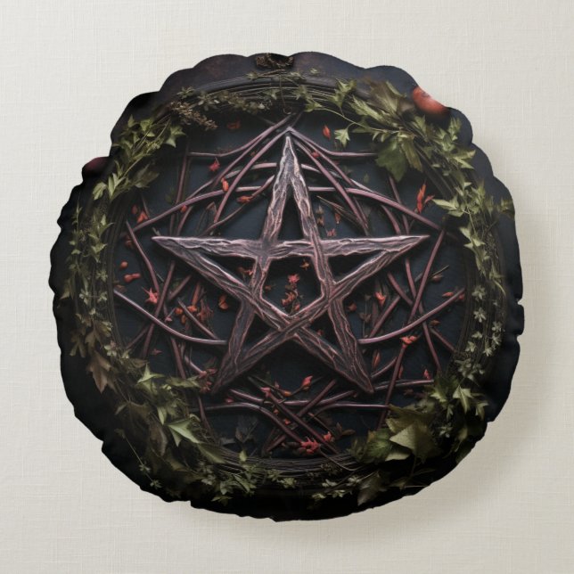 Almofada Redonda Pagan Pentagram (Frente)