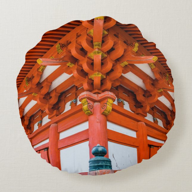 Almofada Redonda Pagoda perspectiva ascendente, Miyajima (Verso)