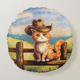 Almofada Redonda Pai Gato Pintado com Aquarela