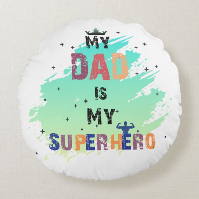 Almofada Redonda Pai Heroico Vibes Cotton (Frente)