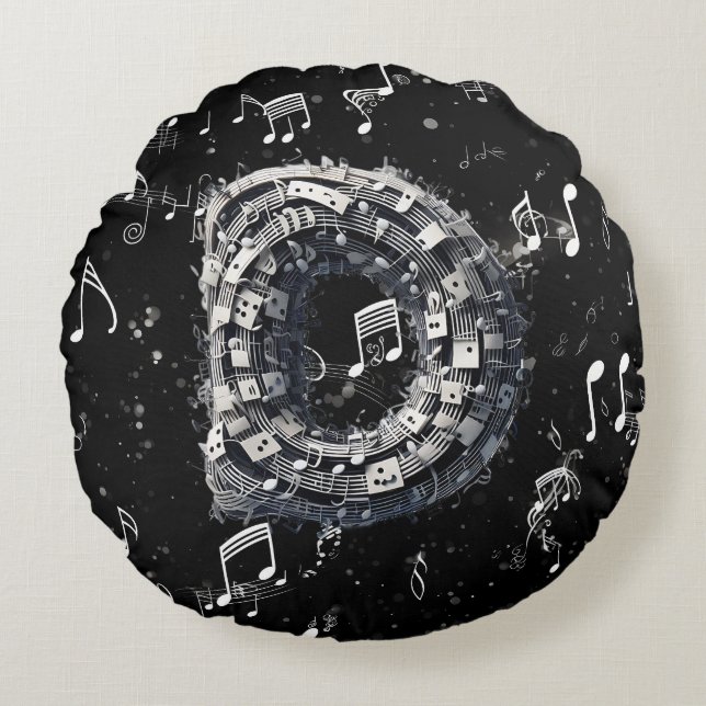 Almofada Redonda Pai Musical Negro Dramático, Travesseiro redondo d (Frente)