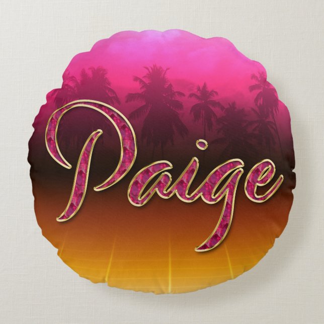 Almofada Redonda Paige Vorname Name golden pink Kissen (Frente)
