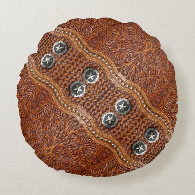 Almofada Redonda País Ocidental Russo do Sudoeste Farmhouse Cowboy (Frente)
