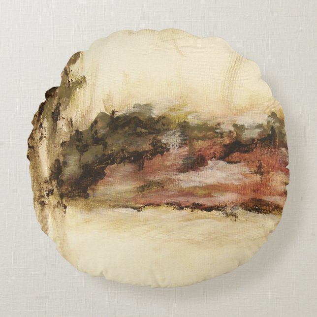 Almofada Redonda Paisagem Ambígua e Abstrato (Frente)