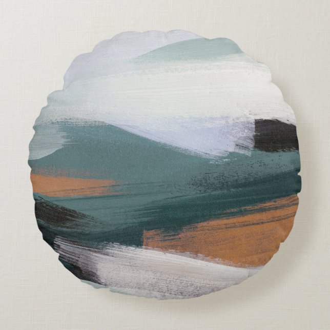 Almofada Redonda Paisagem de Abstrato versátil: acrílico artístico (Frente)