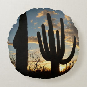 Almofada Redonda Paisagem do Deserto de Arizona Saguaro Sunset II