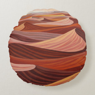 Almofada Redonda Paisagem Quente do Deserto - Impressão de Arte Cên