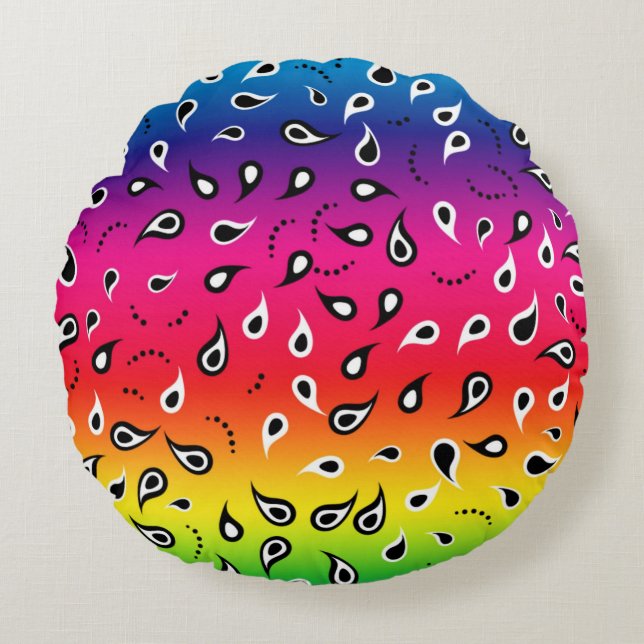 Almofada Redonda Paisley Rainbow (Frente)