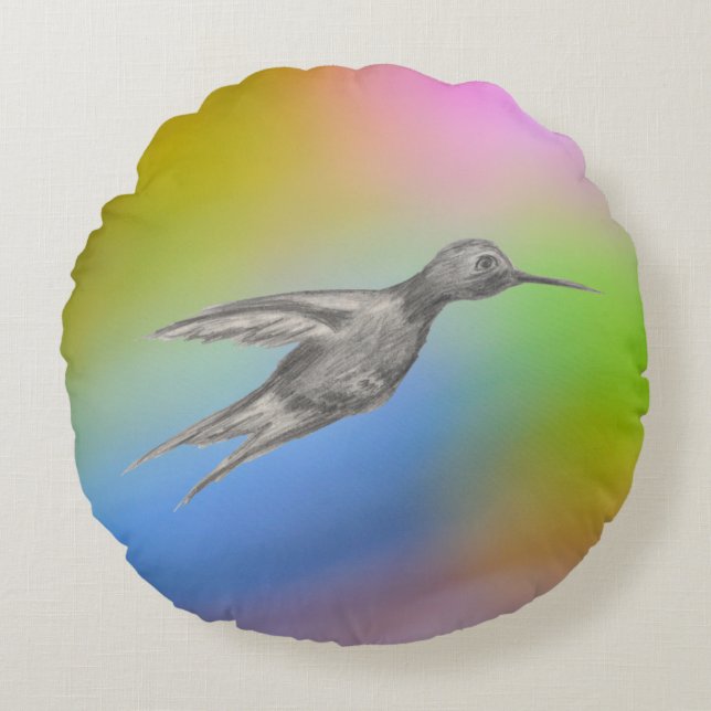 Almofada Redonda Paixão de beija-flor (Frente)