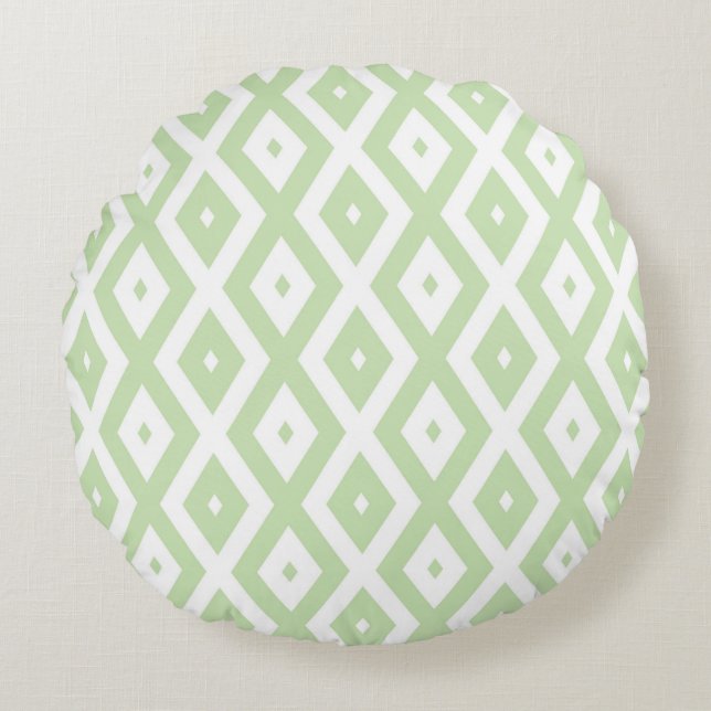 Almofada Redonda Pale green and white diamond pattern (Frente)