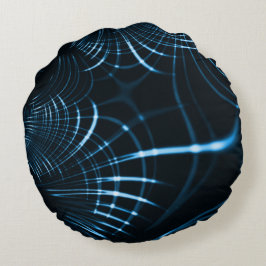 Almofada Redonda Palhetas vivas curvas ou espinhos de tons azuis