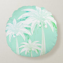 Palm Tree Seafoam Green White Beach House