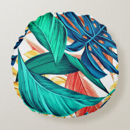 Almofada Redonda Palma de travesseiro exótico tropical exótico