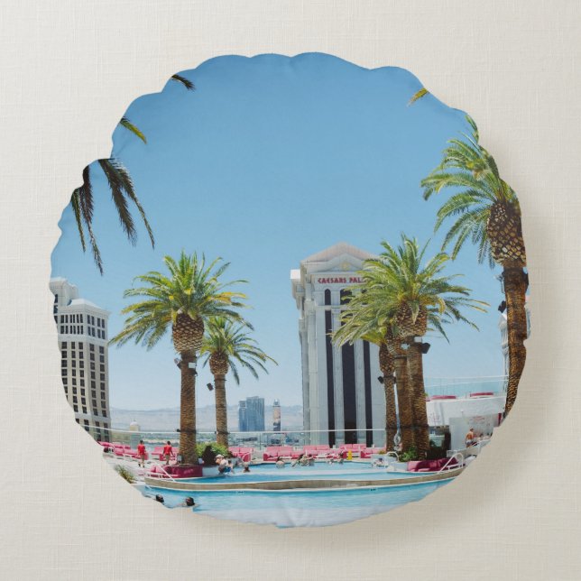 Almofada Redonda Palmeiras verdes e castanhas (Frente)