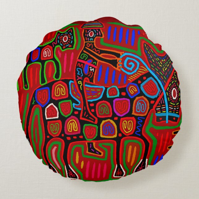 Almofada Redonda Panamá Mola - Salve um Cavalo Monte um Cowboy (Verso)