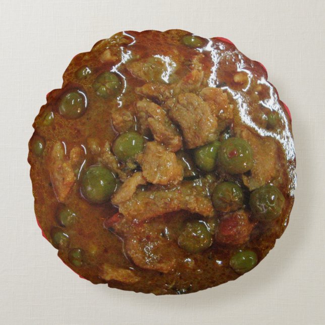 Almofada Redonda Panang Thai Curry [พ ะ แ น ง] ... Comida da rua Ta (Frente)