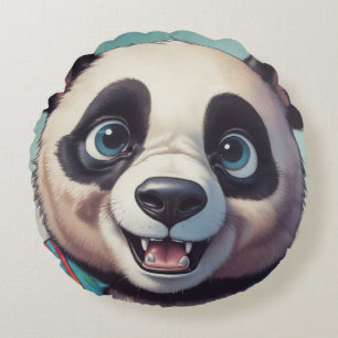 Almofada Redonda Panda Cartoon Drawing Art