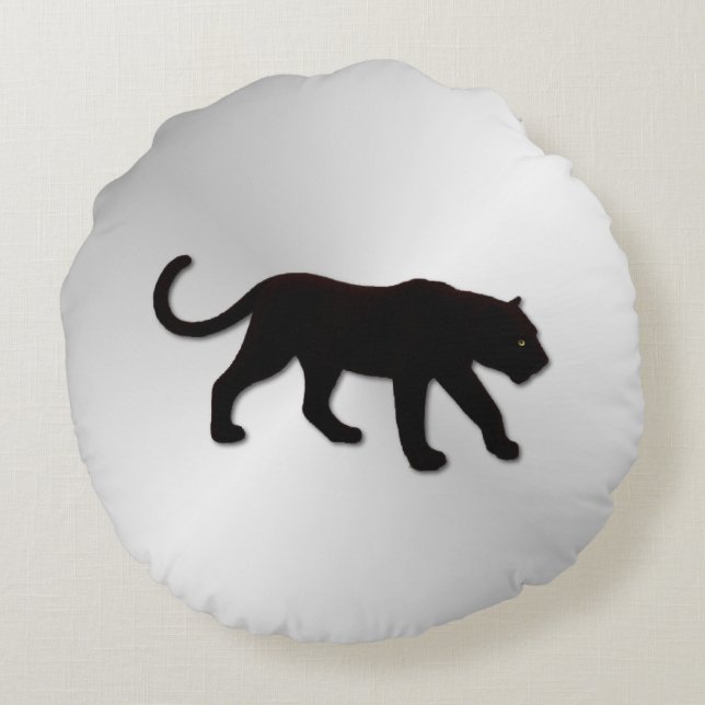 Almofada Redonda Pantera Negra na Prata (Verso)