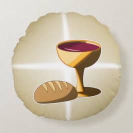 Almofada Redonda Pão e Vinho A última comuna de Páscoa de jantar