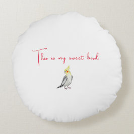 Almofada Redonda Papagaio Cockatiel bonito.