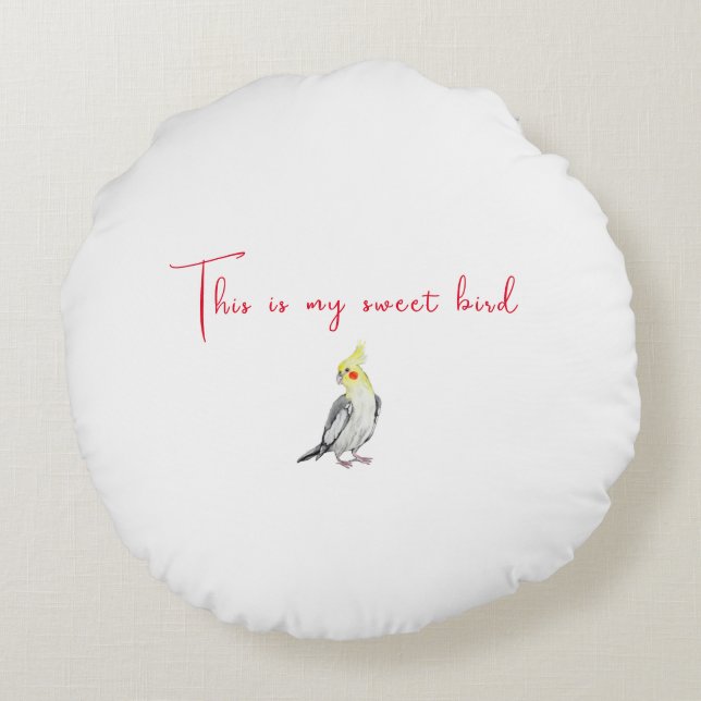 Almofada Redonda Papagaio Cockatiel bonito. (Verso)