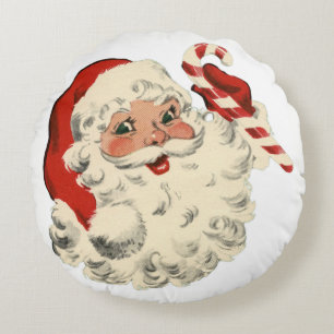 Almofada Redonda Papai noel com bastão de doces