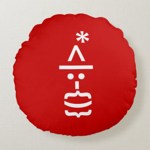 Almofada Redonda Papai Noel com Beard Christmas Emoticon