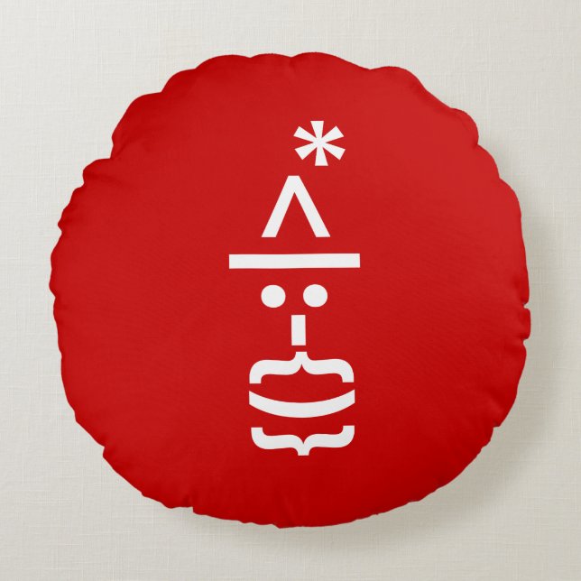 Almofada Redonda Papai Noel com Beard Christmas Emoticon (Frente)