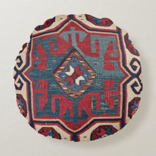 Almofada Redonda Papais noeis azuis Ornamentado de estilo Fe Cowboy