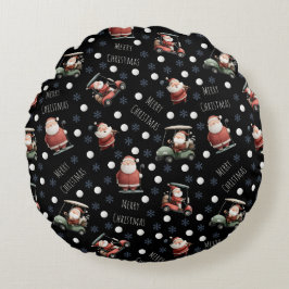 Almofada Redonda Papais noeis de golfe em preto