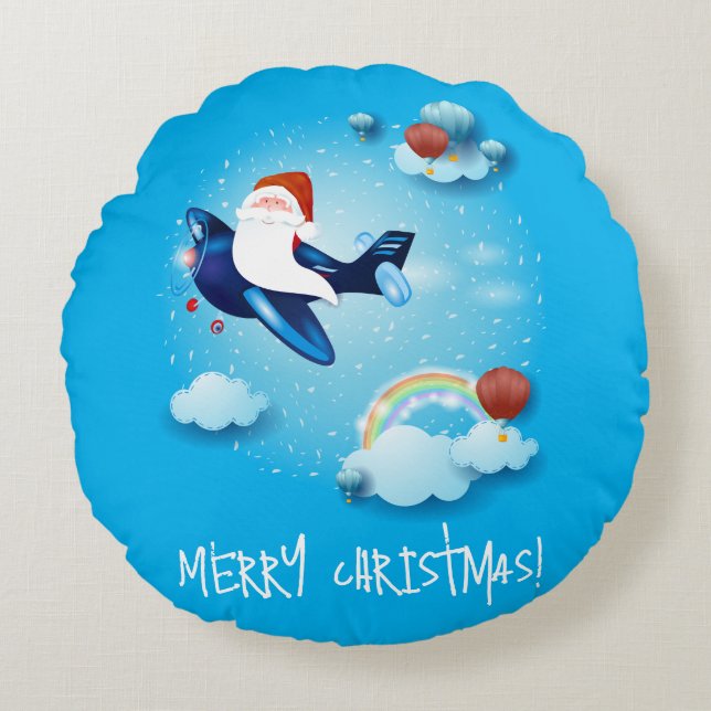 Almofada Redonda Papais noeis estão chegando (Frente)