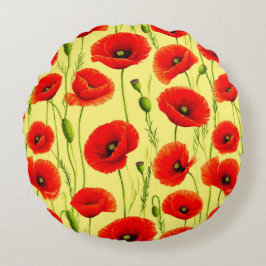 Almofada Redonda Papas Vermelhas e caules Verdes