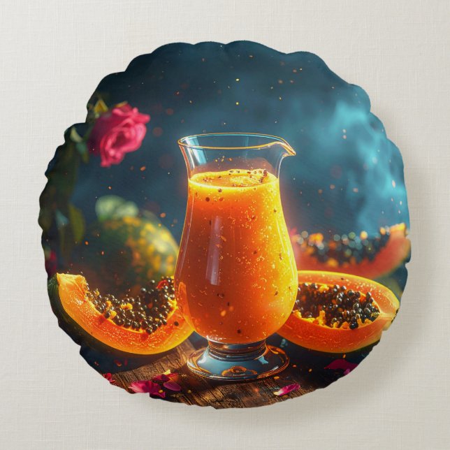 ALMOFADA REDONDA PAPAYA - TROPICAL KISS (Frente)