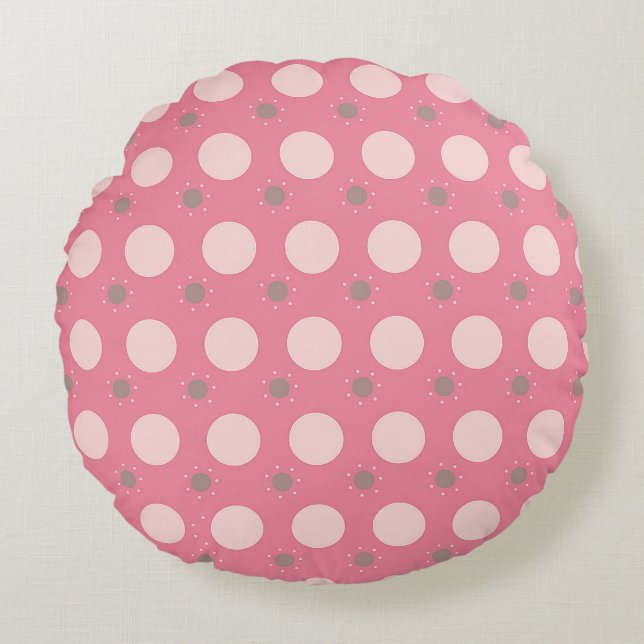 Almofada Redonda Papel de embrulho rosa pika Dot (Frente)