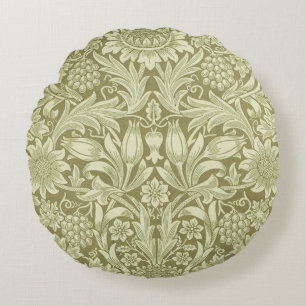 Almofada Redonda Papel de Parede Girassol de William Morris Vintage