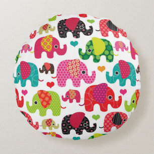 Almofada Redonda papel de parede retro elefante para crianças