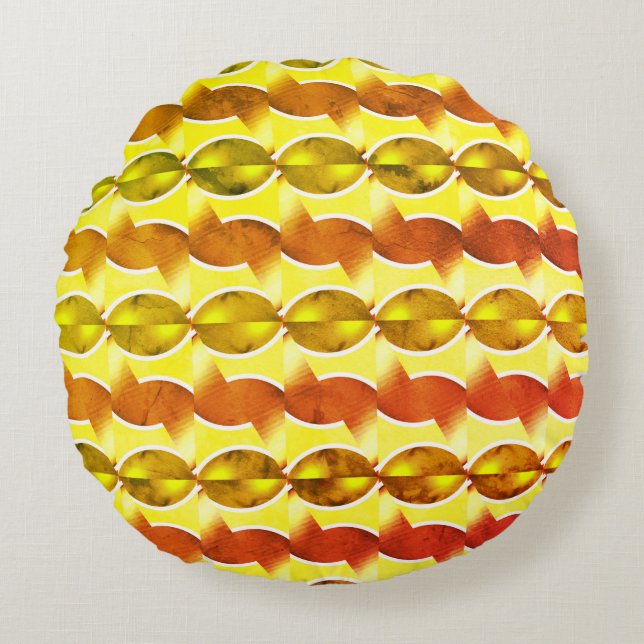 Almofada Redonda papel de parede retrô laranja 1970 (Frente)