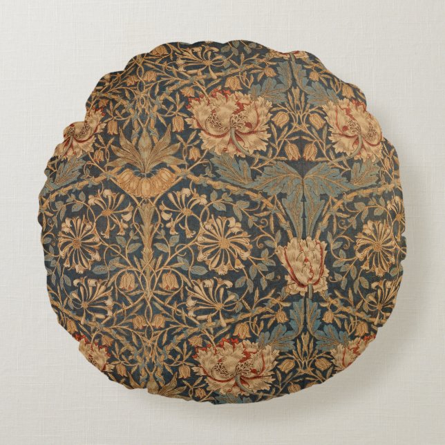 Almofada Redonda Papel de parede rico William Morris Honeysuckle (Frente)