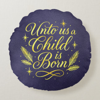 Almofada Redonda Para Nós Um Filho Nasceu Escrito Azul Natal