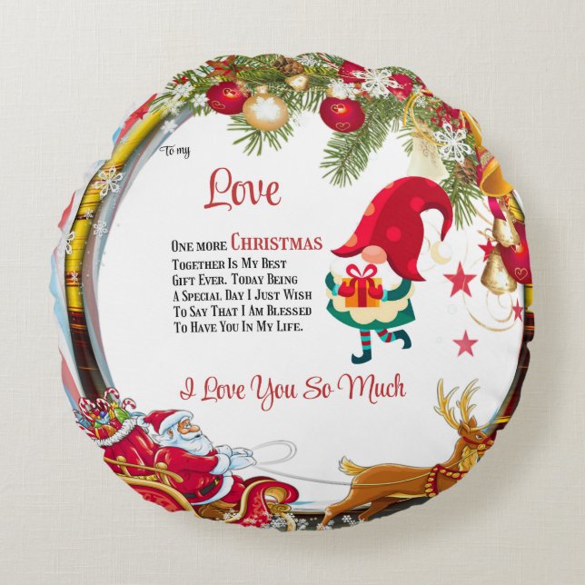 Almofada Redonda Para o meu Amor Mais um Natal juntos (Frente)