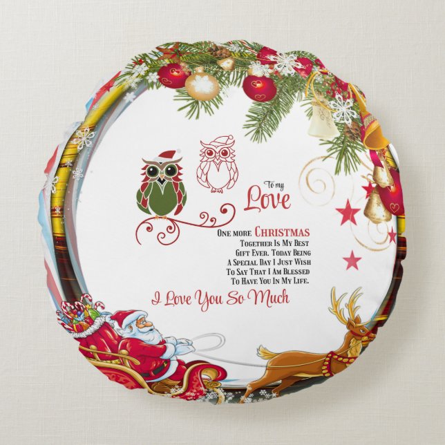 Almofada Redonda Para o meu Amor Mais um Natal juntos (Frente)