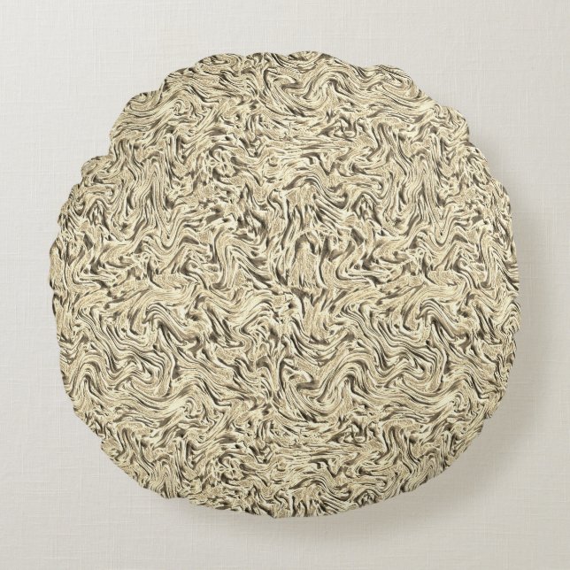 Almofada Redonda Parece uma textura de parede em tons beges (Frente)